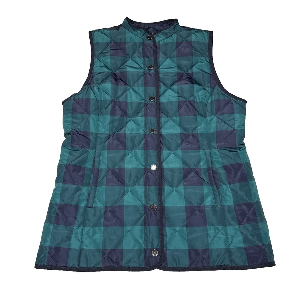 Isaac Mizrahi Live Diamond Quilted Vest Womens Size XS Tartan Plaid